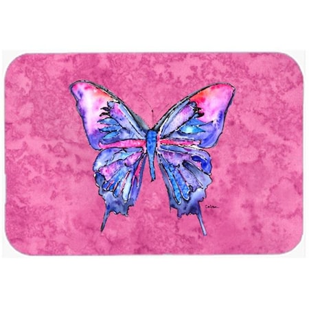 Butterfly On Pink Mouse Pad; Hot Pad Or Trivet